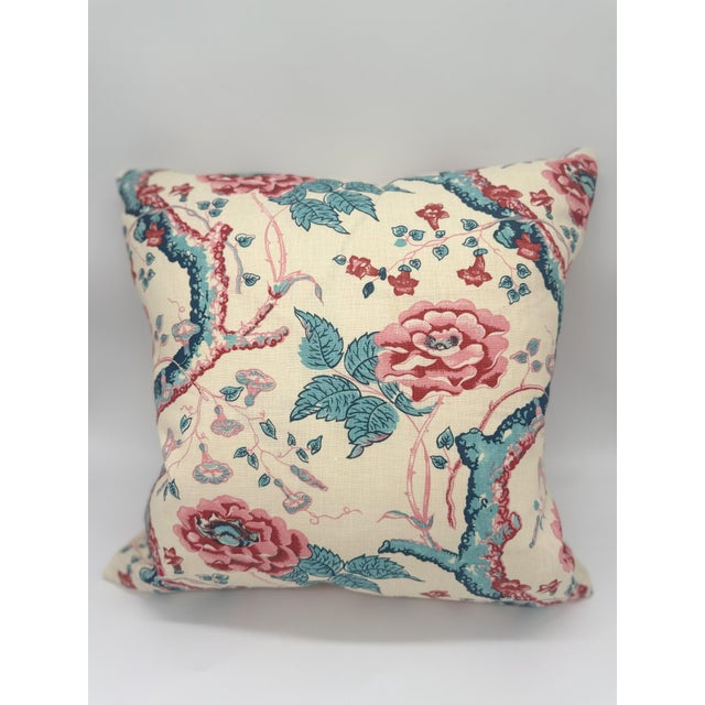 Elevate your interior with this exquisite 20" x 20" pillow cover, handcrafted from Quadrille’s Tree Peony fabric on 100%...