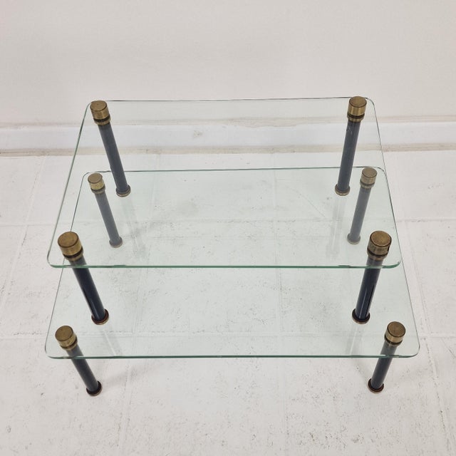 Black French Modernist Glass and Brass Display Tables from P. Andrieux, 1930s, Set of 2 For Sale - Image 8 of 18