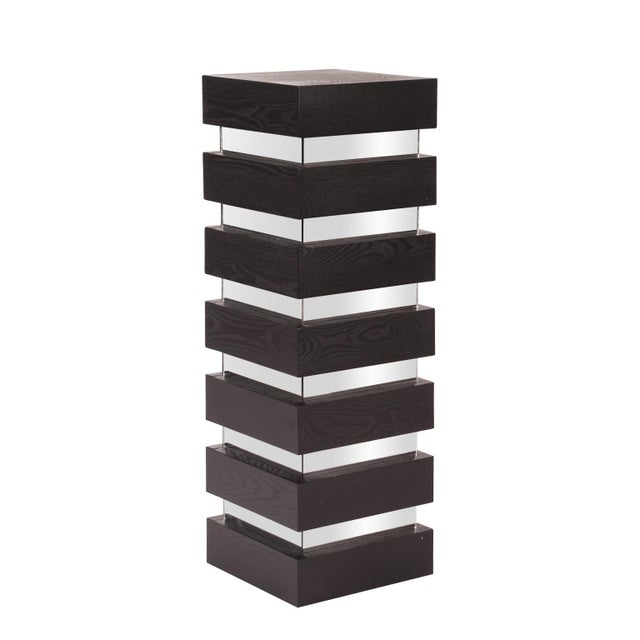Kenneth Ludwig Chicago Stepped Black Wood Veneer Pedestal with Mirror - Tall For Sale - Image 4 of 7