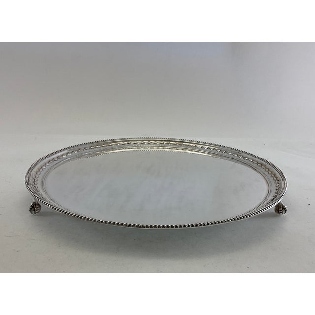 Silver 1980s Silver Wonderful Beaded Salver With Feet. For Sale - Image 8 of 15