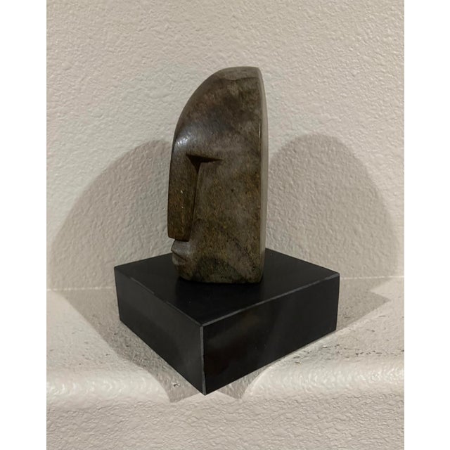 Abstract Hand Carved Stone Head of a Monkey Sculpture (8” High), Signed For Sale - Image 3 of 9
