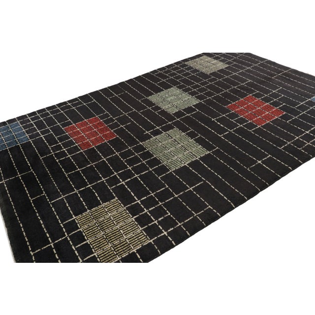 Rug & Kilim Vintage Zeki Müren Rug in Black With Multicolor Geometric Pattern | Rug & Kilim For Sale - Image 4 of 7