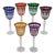 1960s Gourgeous Set of 6 Colorful Cut to Clear Crystal 8 3/4" Tall Hock Wine Glasses For Sale