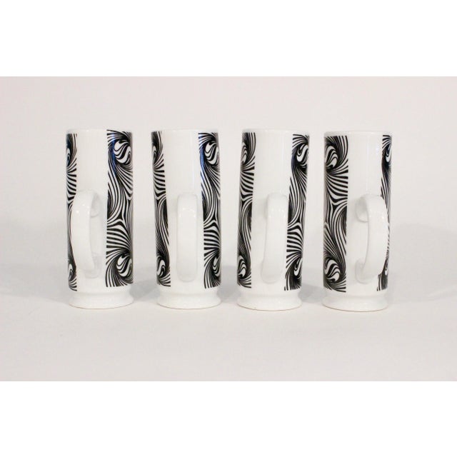 1960's Mod Black and White Cappuccino Mugs For Sale - Image 4 of 13