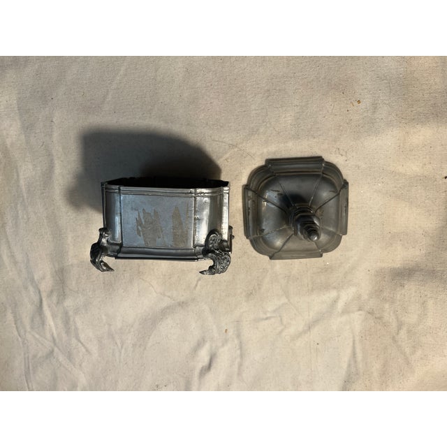 Street Art Mid 19th Century Portuguese Pewter Box With Finial For Sale - Image 3 of 5