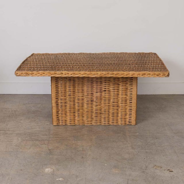 1960s Large French Wicker Coffee Table For Sale In Los Angeles - Image 6 of 12