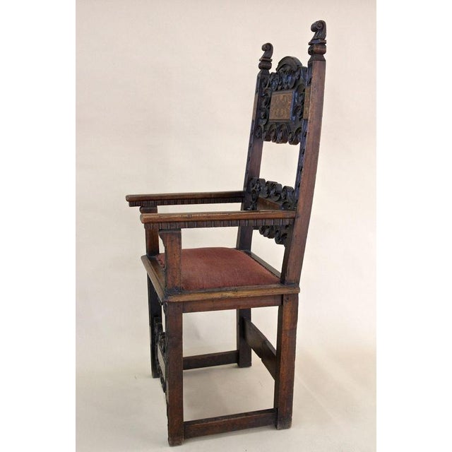 17th Century Renaissance Handcarved Nutwood Armchair, Austria For Sale - Image 13 of 18