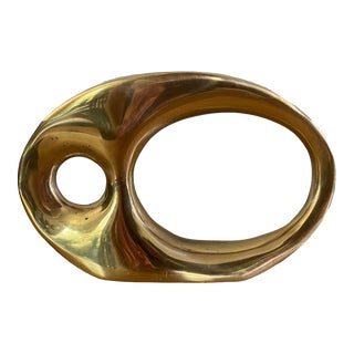 Mid-Century Ikibana Brass Sculpture Vase For Sale