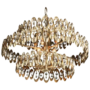 1970s Vintage Gaetano Sciolari Three Tier Brass Pendant