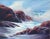 Dynamic oil painting of waves crashing against red cliffs by Henry Cusimano (American, 1937-2014). Signed by the artist...