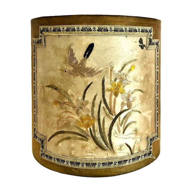 A Pair of Chinese Export Storage Canisters With Silk Embroidery Patches For Sale - Image 4 of 13