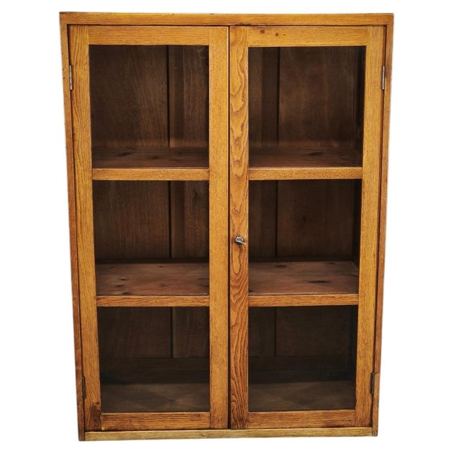 Czech Oak Glass Bookcase from a Baťa Factory, 1930s For Sale - Image 18 of 18