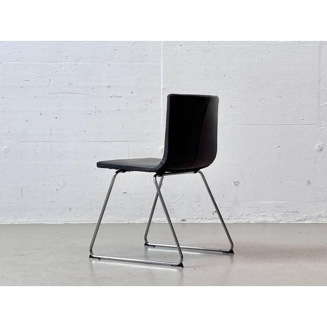 Bernhard Leather Chairs in Black and Chrome by Ola Wihlborg for Ikea, 2010s For Sale - Image 9 of 16