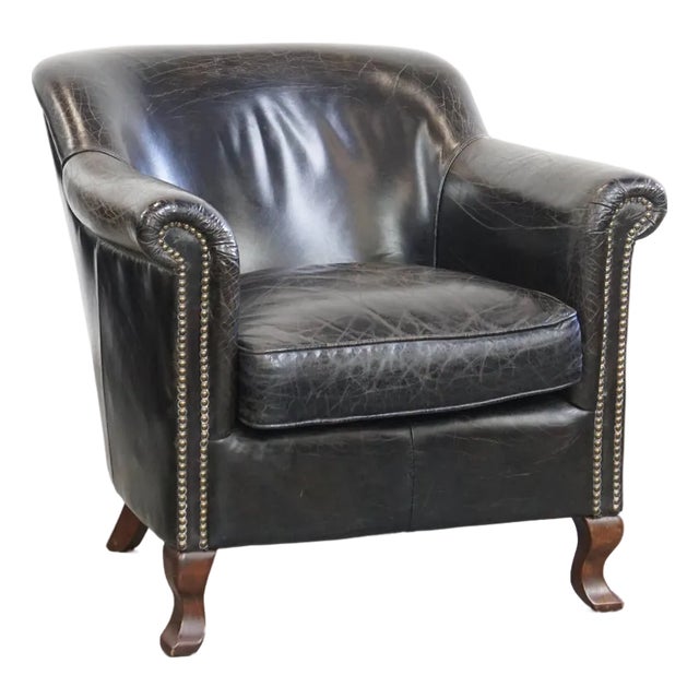 Black Grained Cowhide Armchair For Sale