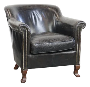 Black Grained Cowhide Armchair