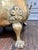 Large antique English brass log bin or jardinière with beautifully aged hand-hammered surface, decorative clover-form...
