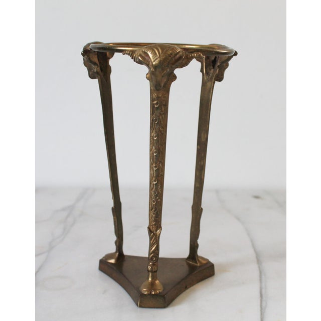 Metal Vintage Solid Brass Stand With Rams Head and Feet Tea Light Holder For Sale - Image 7 of 11