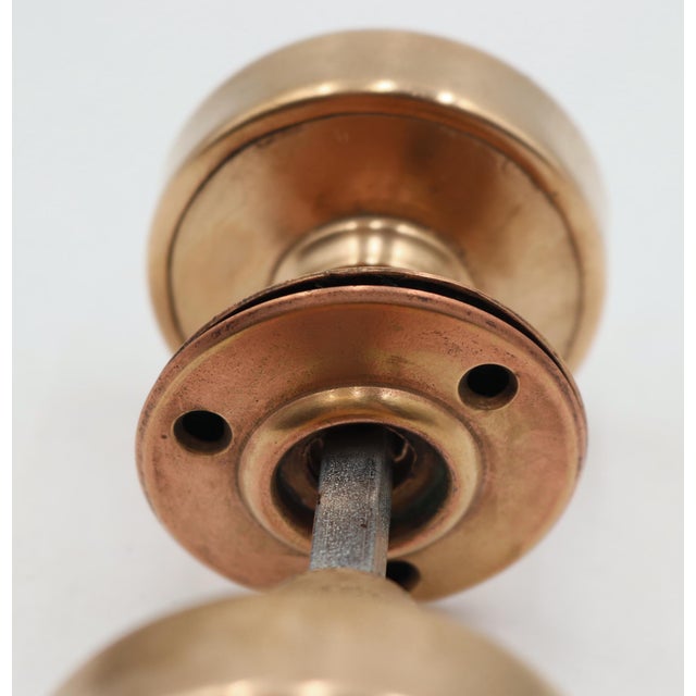 Modern R&e Brushed Brass Round Flat Door Knob Set For Sale - Image 6 of 9