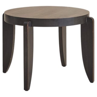 French Art Deco Round Wood Coffee Table, 1940s For Sale