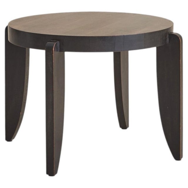 French Art Deco Round Wood Coffee Table, 1940s For Sale