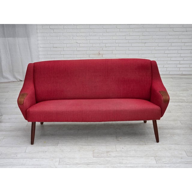 Mid-Century Modern Danish 2-Seater Sofa in Furniture Fabric and Teak, 1970s For Sale - Image 3 of 18