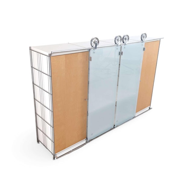 Postmodern Vintage Postmodern Balton Sideboard in Metal Glass, 1980s For Sale - Image 3 of 12