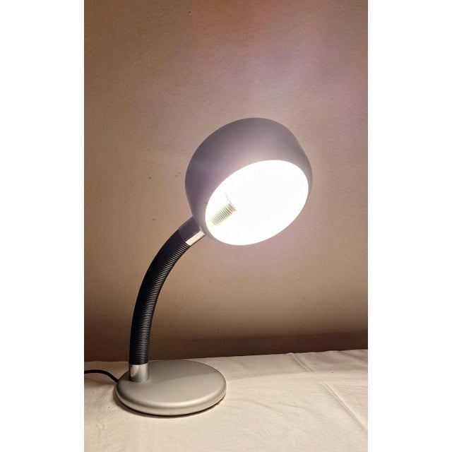 Vintage German Adjustable Desk Lamp with a Silver-Colored Frame and Plastic-Coated Flex Arm from Ep-Leuchten, 1980s For Sale - Image 3 of 8
