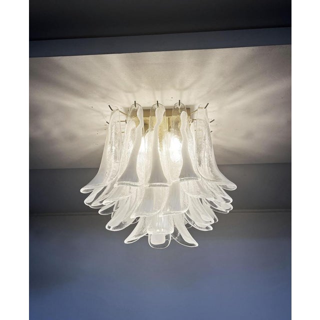 Murano Glass Leaf Ceiling Chandeliers, Set of 2 For Sale - Image 4 of 13