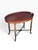 Antique Red Tole Tray Side Table on Mahogany Fan Bamboo Stand For Sale In Los Angeles - Image 6 of 7