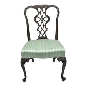 Early 20th Century Antique Georgian Style Carved Ribbon Back Solid Mahogany Dining Side Chair