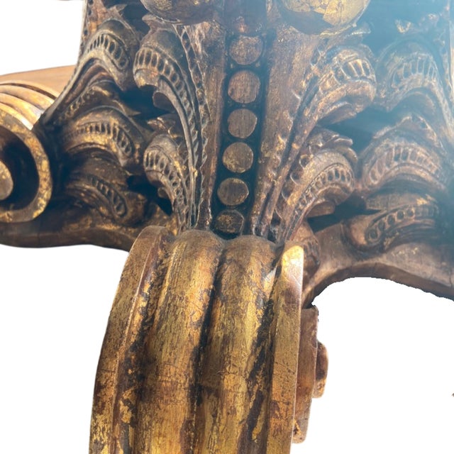 2000 - 2009 Vintage Wood and Glass Corinthian Style Table For Sale - Image 5 of 6