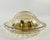 Vintage flush mount chandelier with 3 light points. Corrugated glass shade. This chic ceiling lamp has a gilt brass...