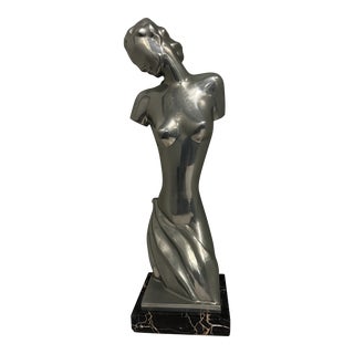 Early 20th Century Art Deco Aluminum Alloy Sculpture on Marble Base For Sale