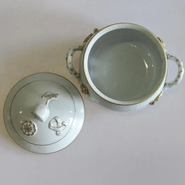 1930s Herend Golden Edge Porcelain Tureen With Lemon Finial Lid Early Mark Chairish