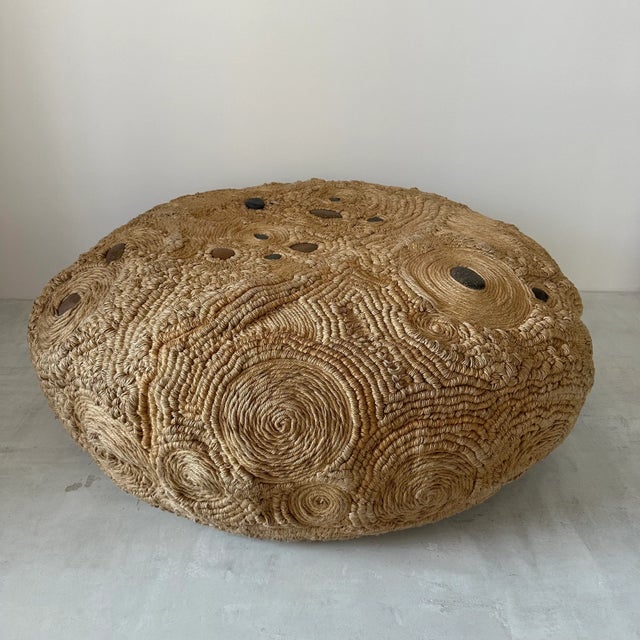 Modern Vintage Hemp Ottoman For Sale - Image 3 of 12