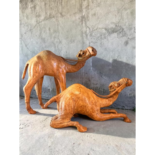Mid-Century Modern Leather Camel Set, 1940, Set of 2 For Sale - Image 4 of 5