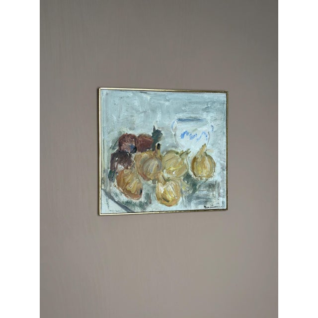 Original Swedish Oil on Canvas – “Fruits” by Ylva Hakanson Byström – Signed – Vintage & Framed – 40 × 36 cm (15.7" ×...