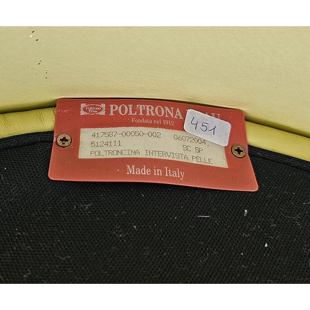 Animal Skin Intervista Club Chair in Chartreuse Leather from Poltrona Frau, Italy, 1989 For Sale - Image 7 of 15
