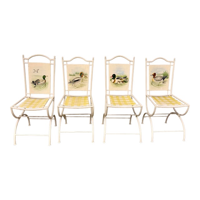 Duck Hand Painted Chairs Set/4 For Sale