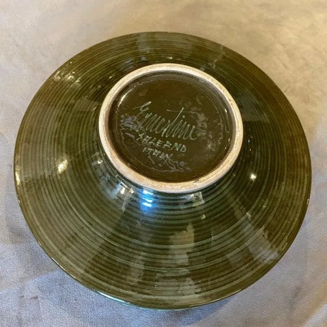 Ceramic 1970s Mid-Century Modern Ceramic Bowl on a Plate by Ernestine Salerno For Sale - Image 7 of 10