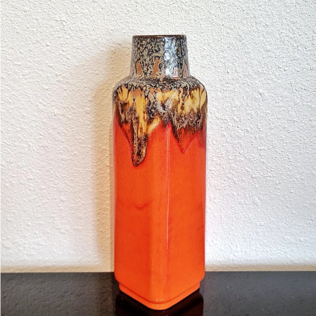 Tall Persimmon-Orange Ü-Keramik Fat Lava Vase Nr. 1438/30 For Sale - Image 4 of 12