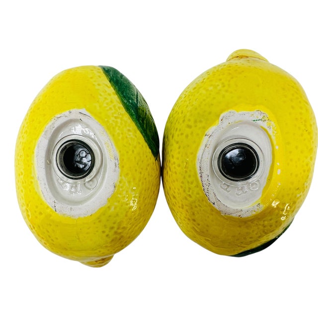 Ceramic Vintage Fitz and Floyd Lemon Salt and Pepper Shakers, Ceramic Fruit Decor For Sale - Image 7 of 9
