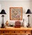 Custom framed fabric tapestry with foiled orange gold matting in a Burled wood frame. A perfect blend of French Jungalow...