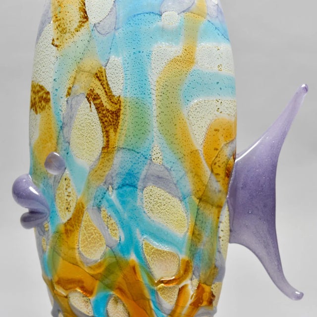Tall Mid Century Multi Color Murano Glass Fish For Sale - Image 12 of 13