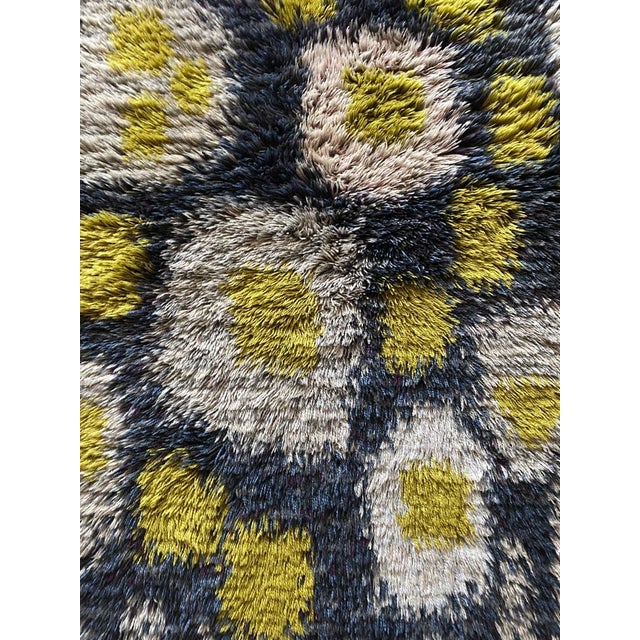 Black Mid-Century Modern Wool Rya Rug, 1960s For Sale - Image 8 of 18