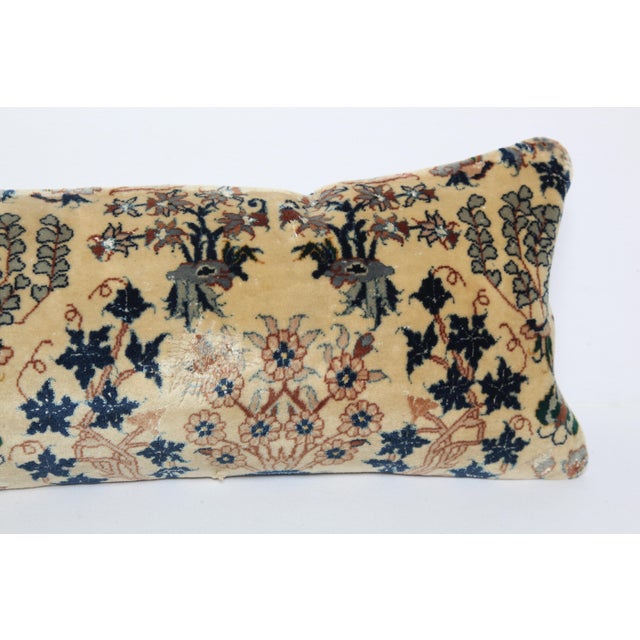 Authentic Vintage Rug Pillow Cover – Handwoven Floral Motif Throw Cushion Cover -12'' X 35'' For Sale - Image 4 of 11