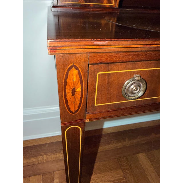 Early 20th Century Flint & Horner Mahogany Inlaid Writing Desk For Sale - Image 13 of 17