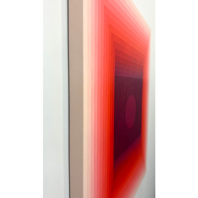 Contemporary Abstract Acrylic on Canvas "Focus Amongst Noise (Orange DPP / Red Violet)" by Andy Harwood For Sale - Image 6 of 7