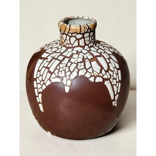 1930s Art Deco Stoneware Vase with Snakeskin Pattern by Léon Pointu, 1930s For Sale - Image 5 of 11