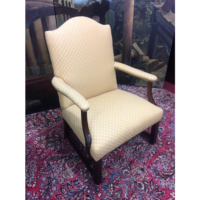 1930s Vintage Arm Chair, Accent Chair, Gold Upholstery For Sale - Image 5 of 14